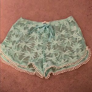 Francesca’s Mesh Palm Tree Cover-up shorts